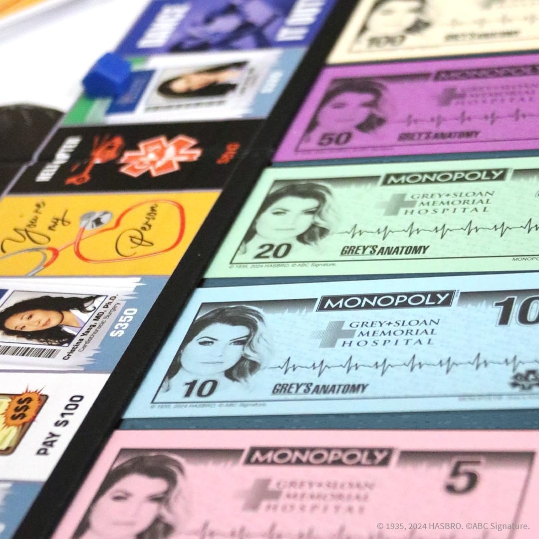 image:imageMonopoly Greys Anatomy Board Game Featuring Ferry Boat Clipboard Scrub Top and More Buy Sell Trade Iconic Doctors from Miranda Bailey to Meredith Grey Officially Licensed Collectible