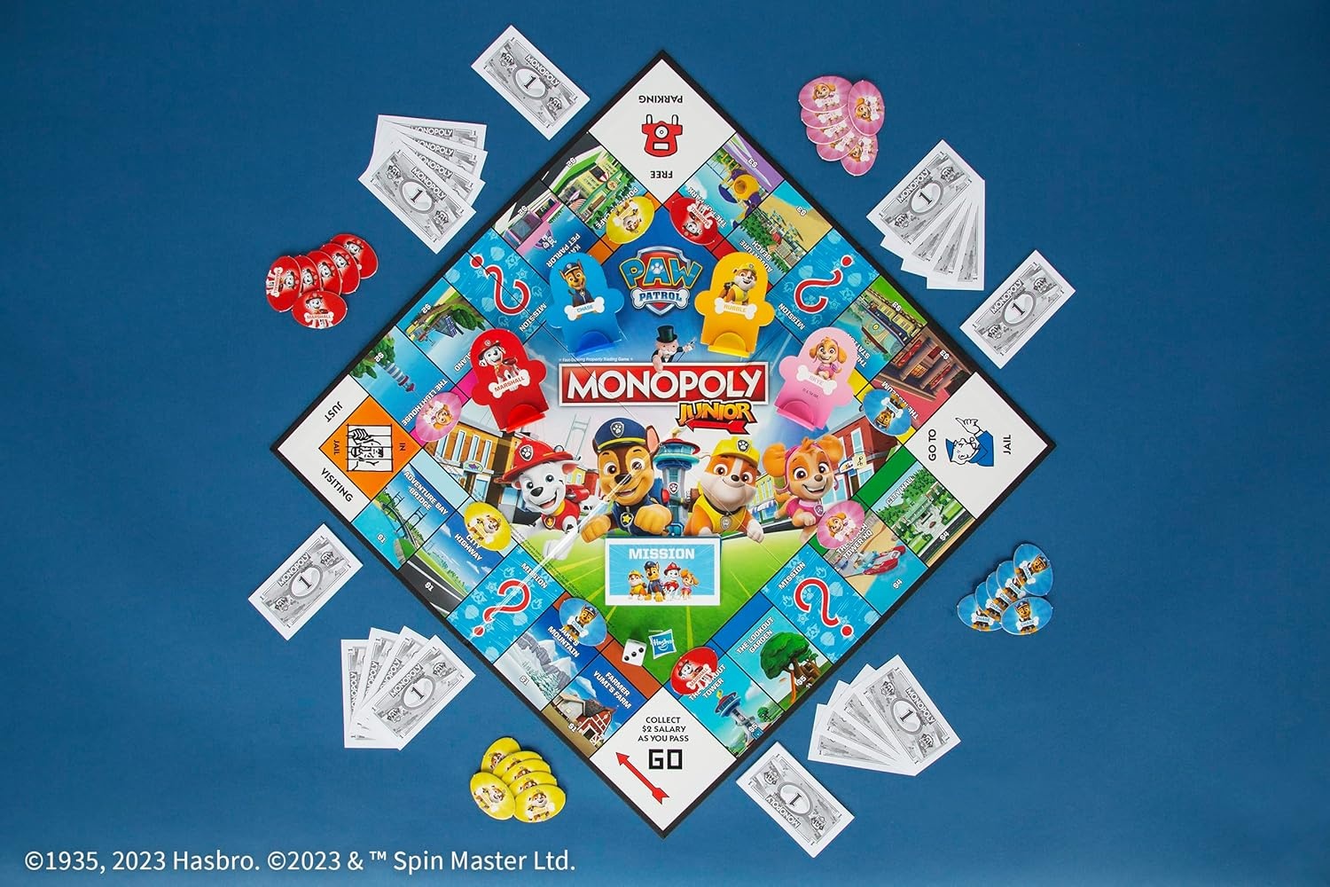 image:imageMonopoly JR PAW Patrol Board Game Featuring Chase Marshall Skye and Rubble Officially Licensed Nickelodeon PAW Patrol Game FamilyFriendly Childrens Monopoly Game Ages 5 amp Up