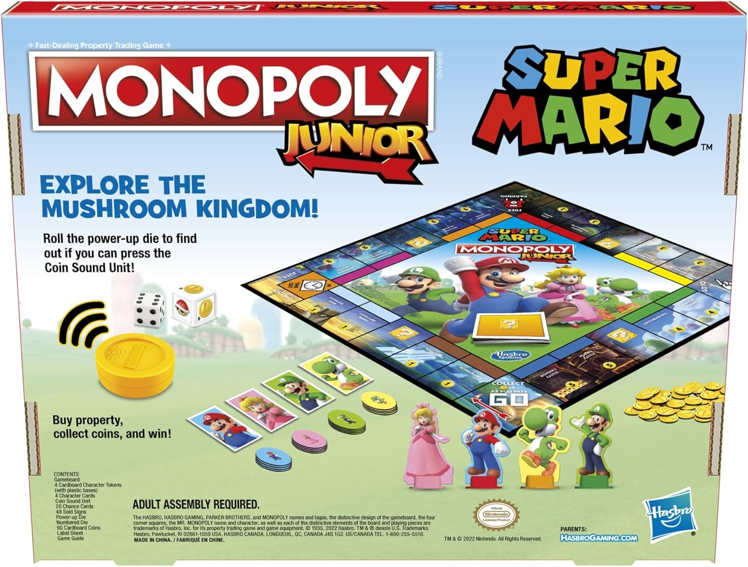 image:imageMonopoly Junior Super Mario Edition Board Game Fun Kids Ages 5 and Up Explore The Mushroom Kingdom as Mario Peach Yoshi or Luigi Amazon Exclusive