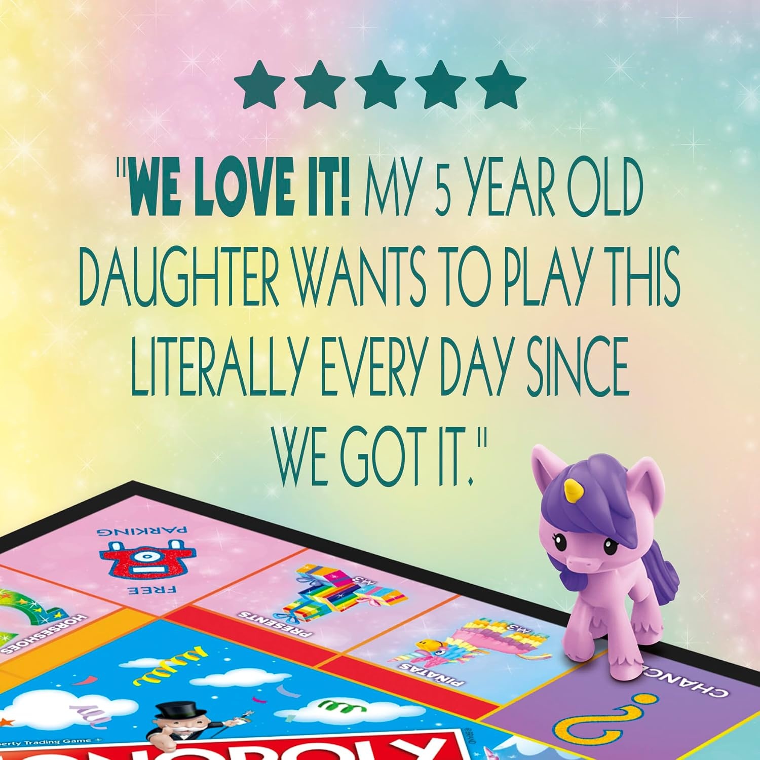 image:imageMonopoly Junior Unicorn Edition Board Game MagicalThemed Indoor Family Game 2 to 4 Players Preschool Games Kids Gifts Ages 5 and Up Amazon Exclusive