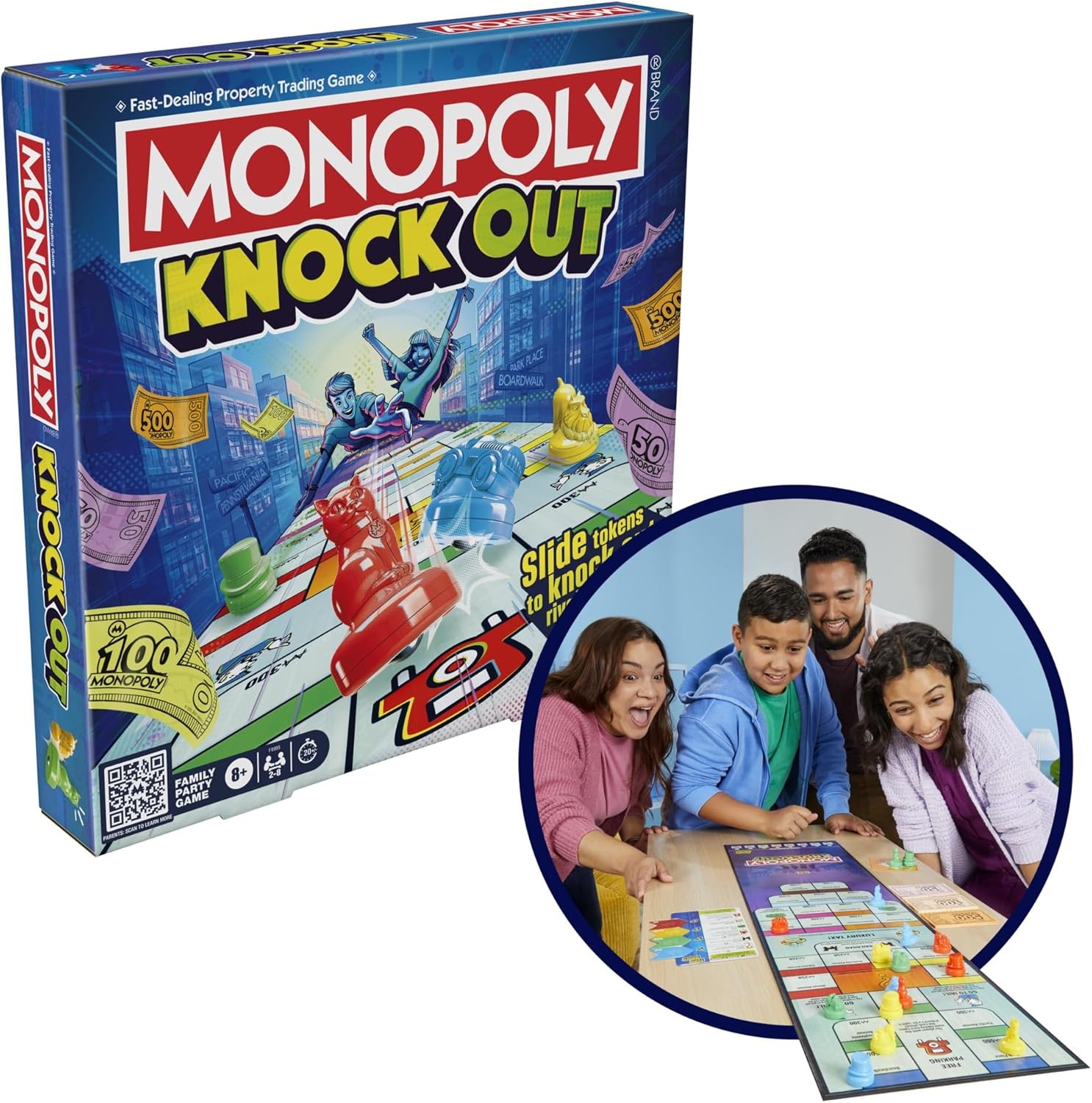 image:imageMonopoly Knockout Board Game 28 Players 20 Mins Average QuickPlaying Family Games for Kids Teens and Adults Ages 8