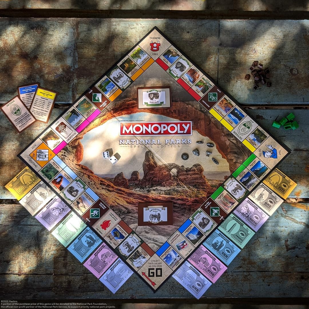 image:imageMonopoly National Parks 2020 Edition Featuring Over 60 National Parks from Across The United States Iconic Locations Such as Yellowstone Yosemite Grand Canyon and More Licensed Monopoly Game lawngameequipment