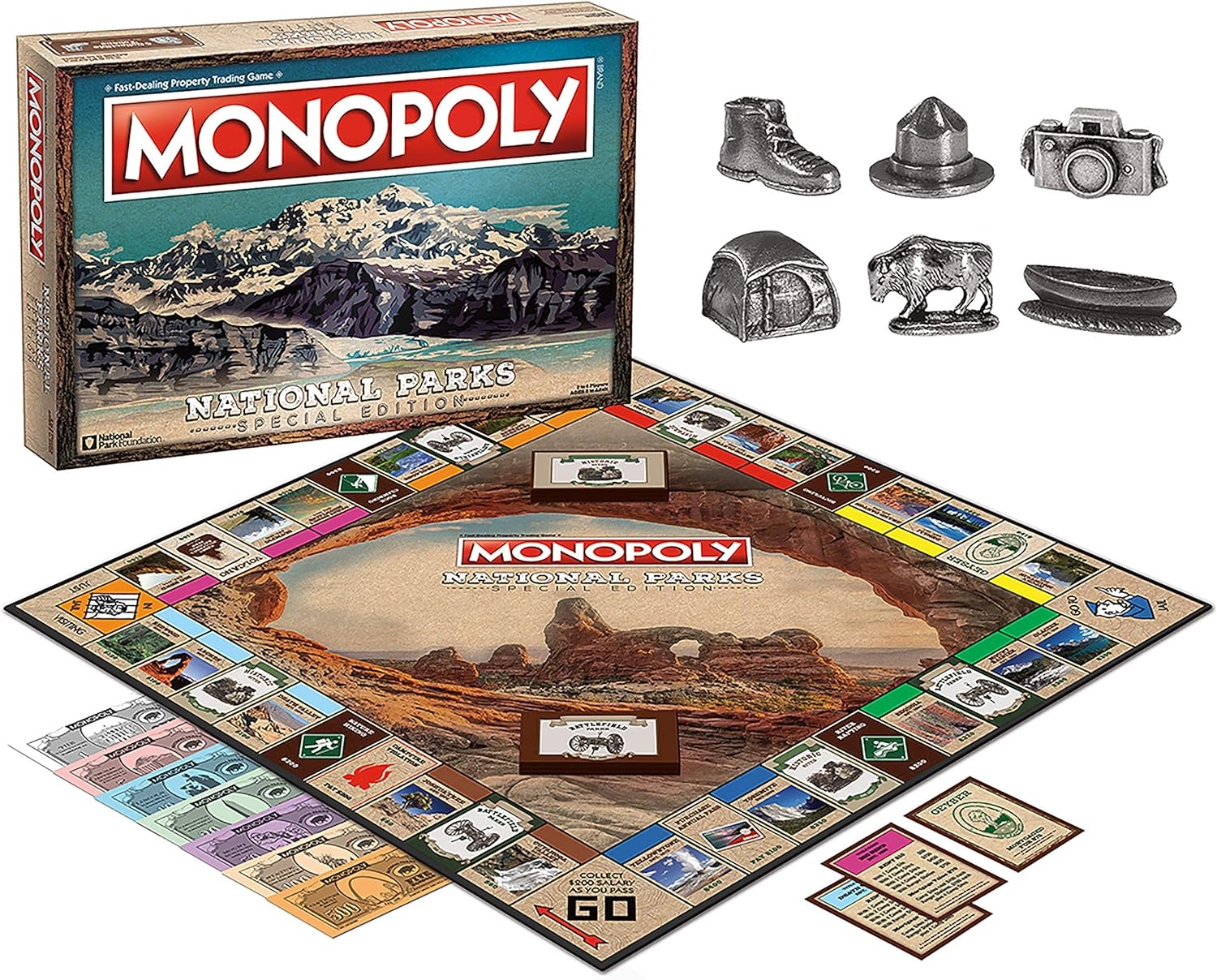 image:imageMonopoly National Parks 2020 Edition Featuring Over 60 National Parks from Across The United States Iconic Locations Such as Yellowstone Yosemite Grand Canyon and More Licensed Monopoly Game lawngameequipment