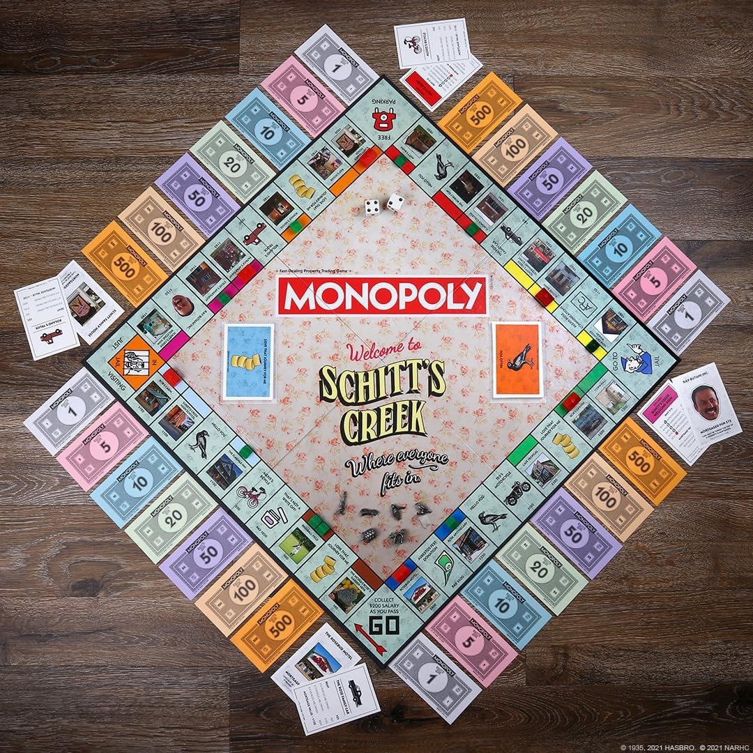 image:imageMonopoly Schitts Creek Game Tokens Include Bebe Crow Patricks Guitar Rosebud Motel Key amp More Officially Licensed and Collectible Monopoly Game Based on Award Winning Series Schitts Creek