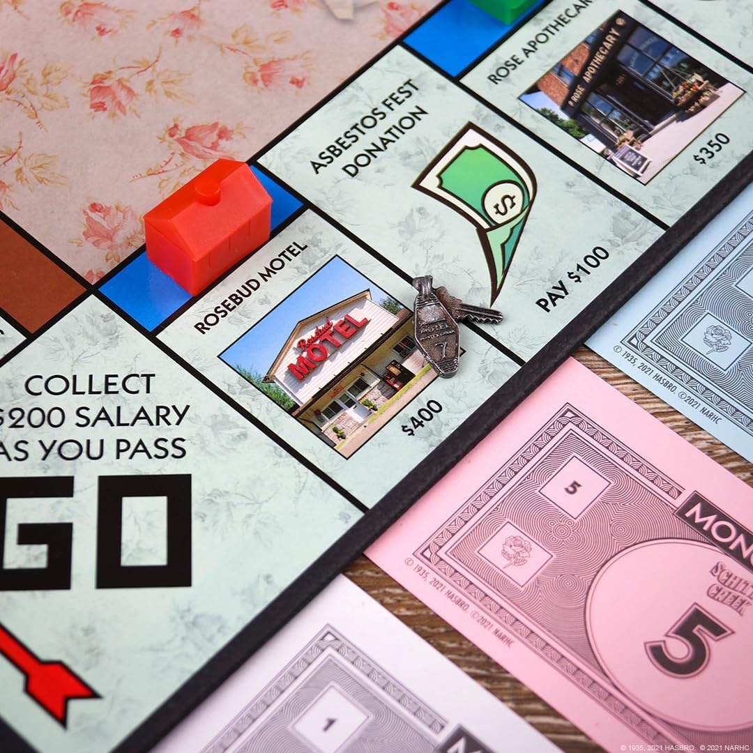 image:imageMonopoly Schitts Creek Game Tokens Include Bebe Crow Patricks Guitar Rosebud Motel Key amp More Officially Licensed and Collectible Monopoly Game Based on Award Winning Series Schitts Creek