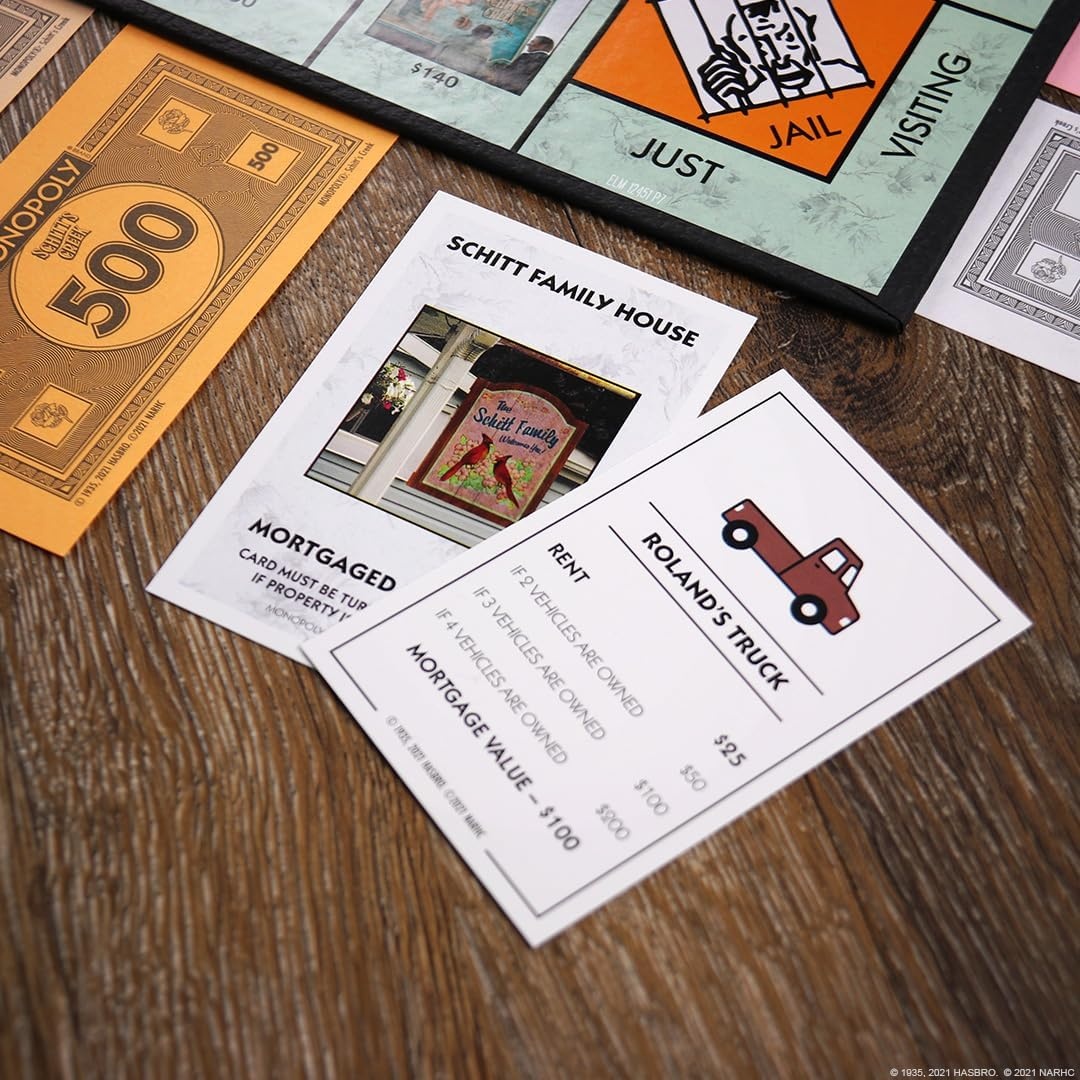 image:imageMonopoly Schitts Creek Game Tokens Include Bebe Crow Patricks Guitar Rosebud Motel Key amp More Officially Licensed and Collectible Monopoly Game Based on Award Winning Series Schitts Creek