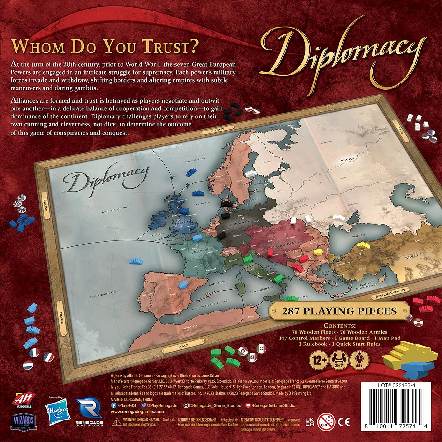 image:imageRenegade Game Studios Diplomacy Board Game by Renegade Strategy Game of Alliances amp Betrayal European Negotiation Game Ages 12 27 Players