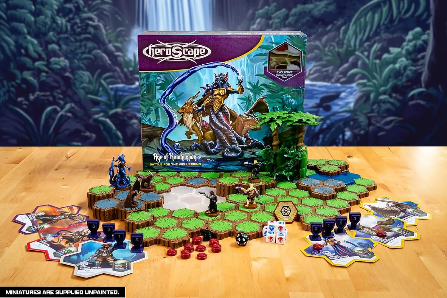 image:imageRenegade Game Studios Heroscape Age of Annihilation Battle for the Wellspring 2Player Strategy Board Game Starter Set with 6 Unpainted Miniatures