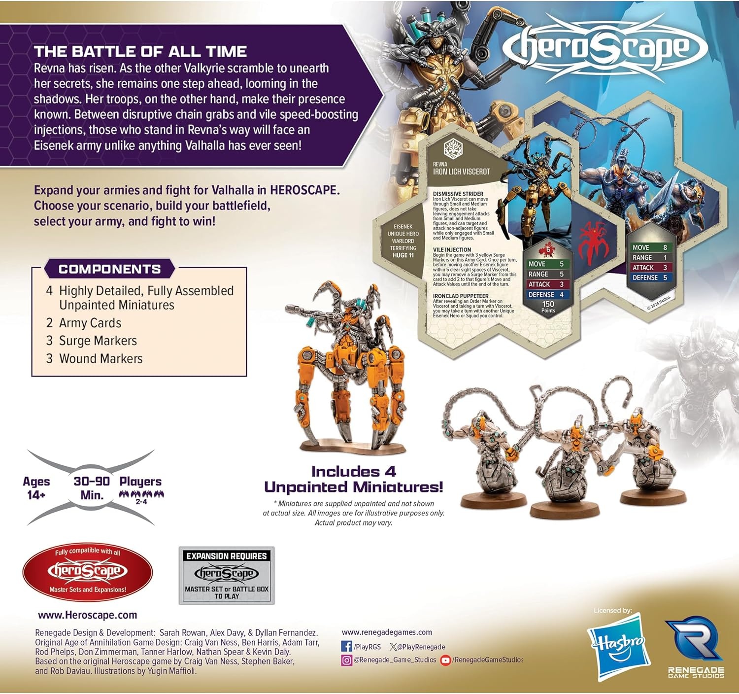 image:imageRenegade Game Studios Heroscape Army Expansion Iron Lich Viscerot amp Necrotech Wraithriders 4 Unpainted Miniatures