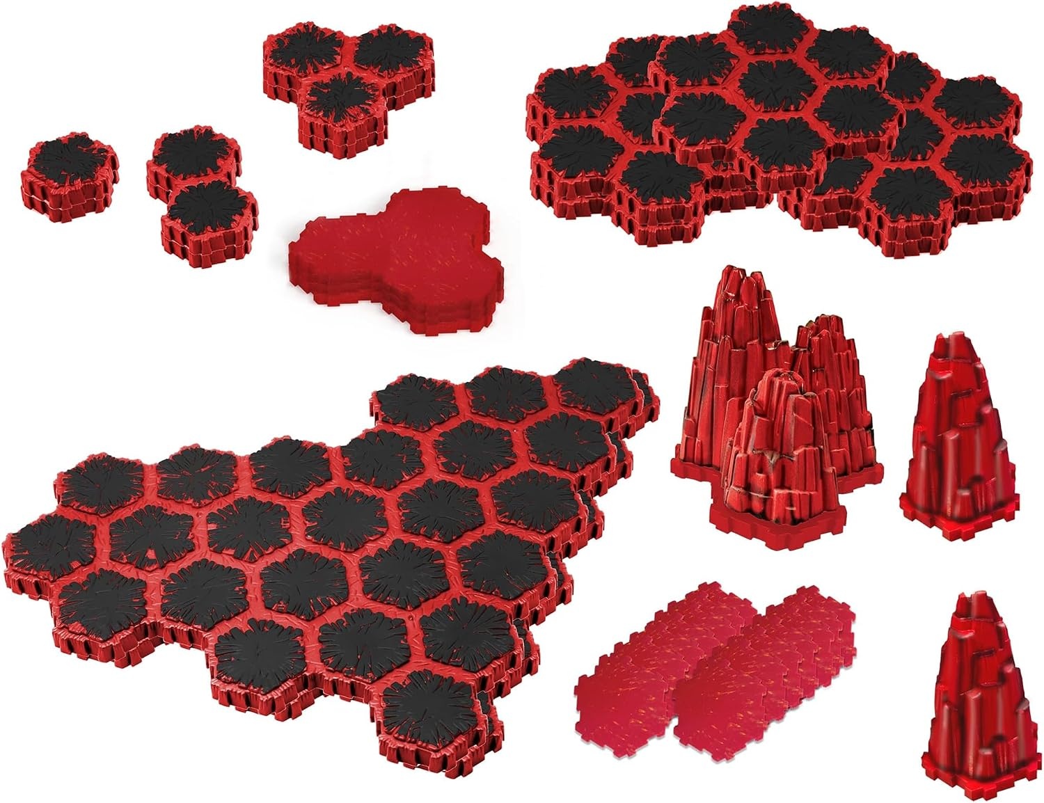 image:imageRenegade Game Studios Heroscape Lava Fields of Valhalla Terrain Expansion 120 Hex Tiles 4 Lava Rock Outcrop Pieces