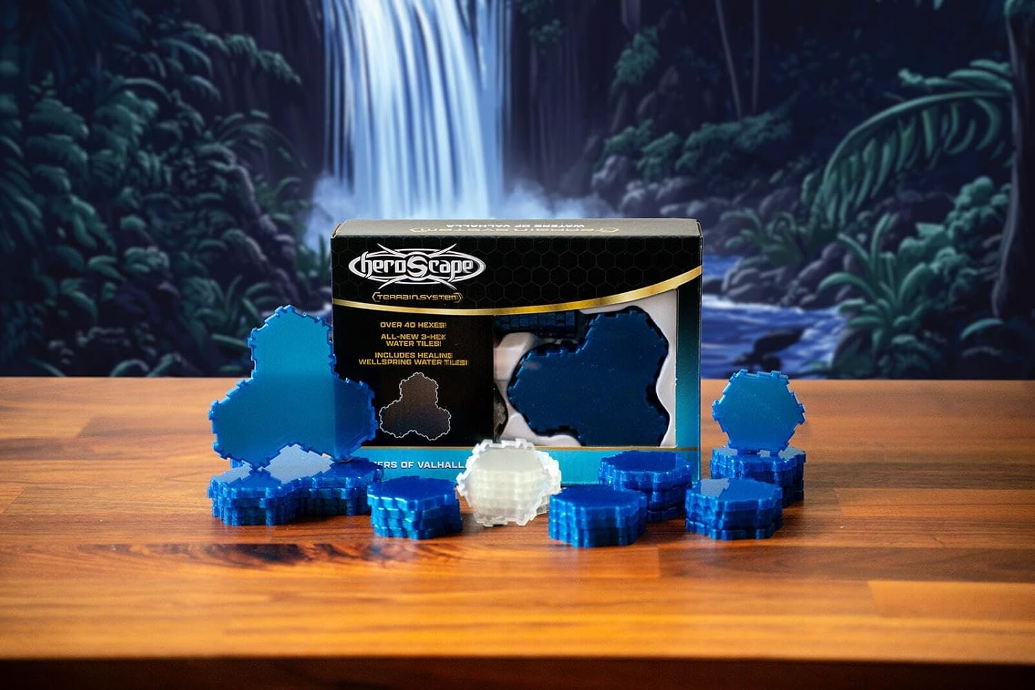 image:imageRenegade Game Studios Heroscape Waters of Valhalla Terrain Expansion 40 Water Hexes amp Healing Wellspring Tiles for Custom Battlefield Design
