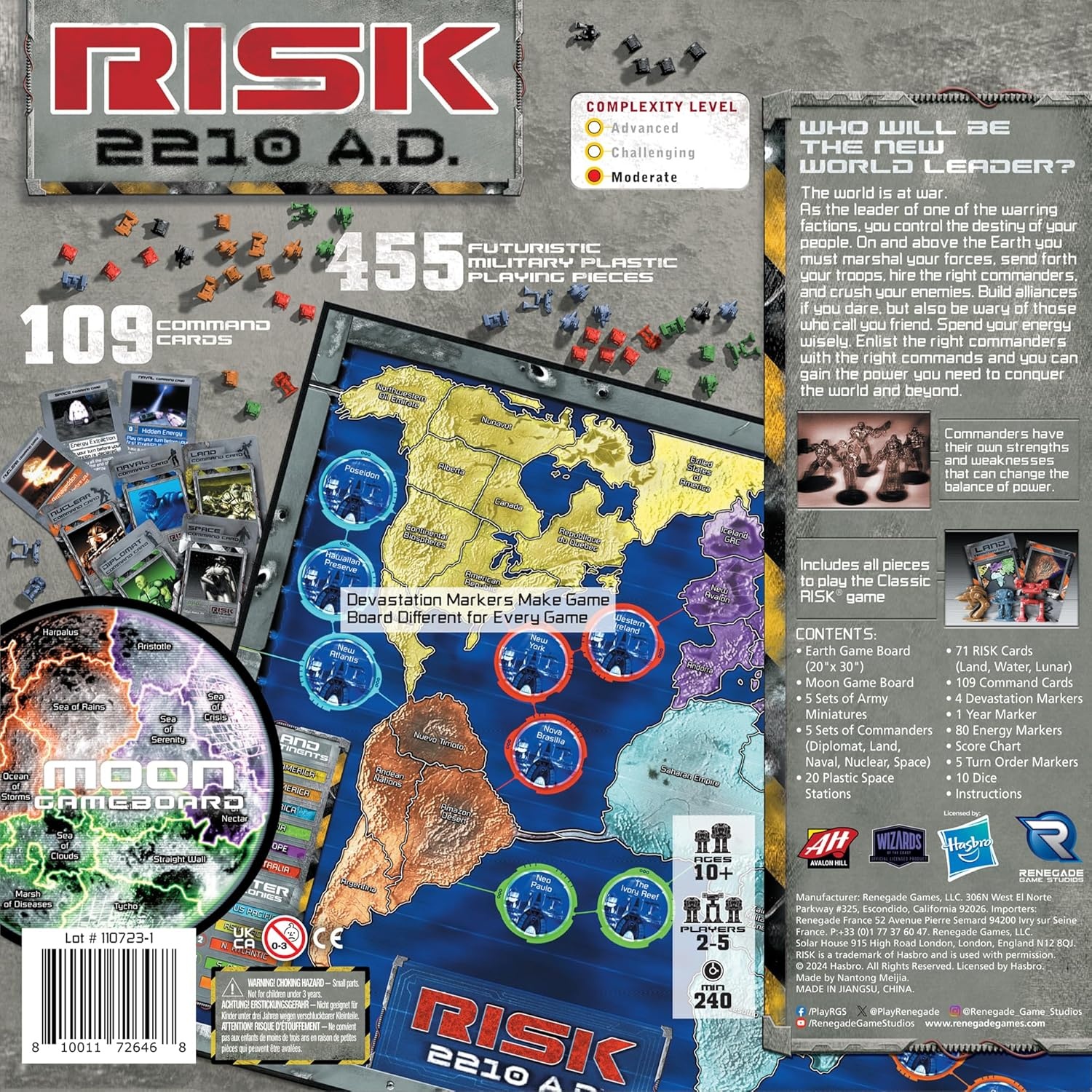 image:imageRenegade Game Studios Risk 2210 AD Board Game Strategy Mechs Commanders Moon amp Underwater Ages 10 25 Players