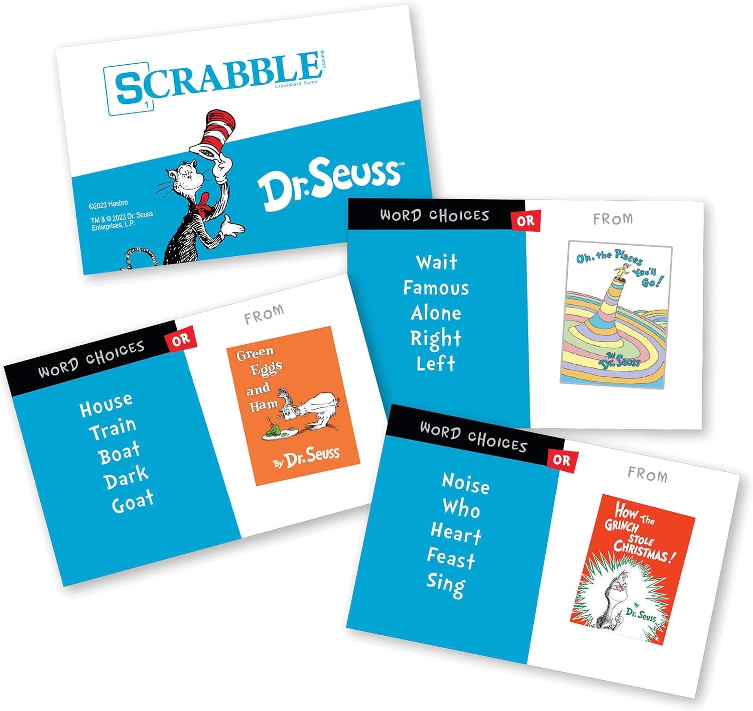 image:imageScrabble Dr Seuss Board Game Official Scrabble Game with a Rhyming Twist Custom Dr Seuss Cards and Themed Scrabble Board Bonus Points Play Traditional Rules Plus New Features