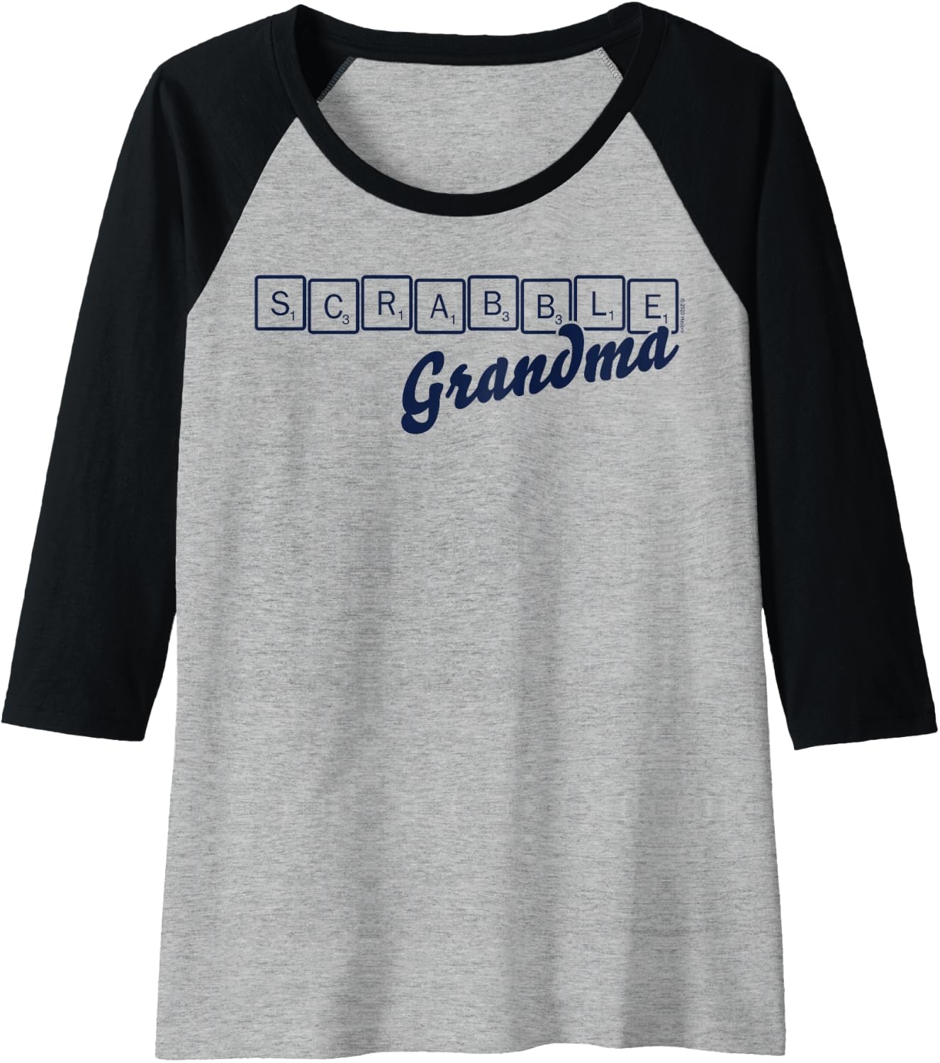 image:imageScrabble Grandma Tiles Raglan Baseball TeeBlackAthletic Heather
