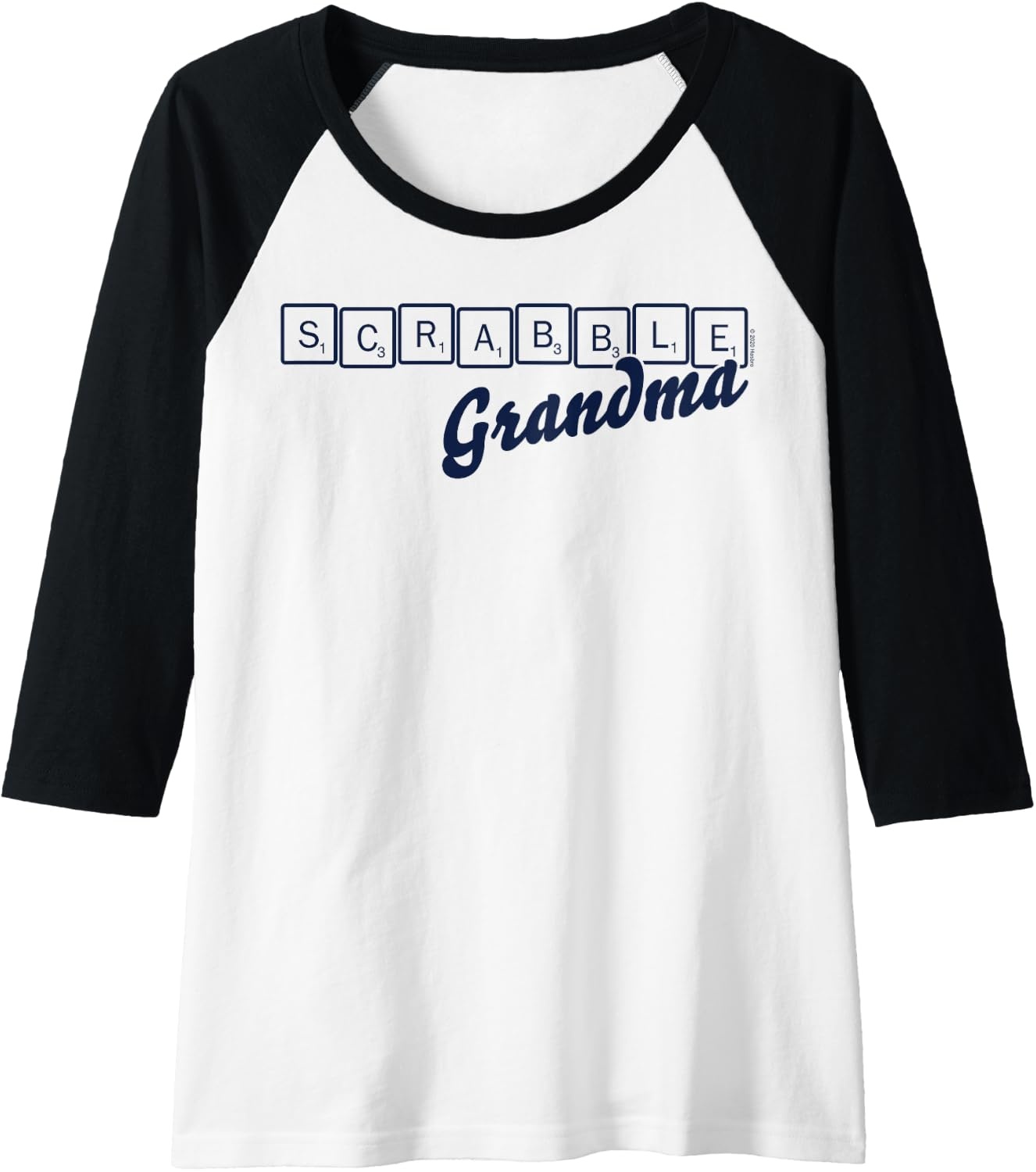image:imageScrabble Grandma Tiles Raglan Baseball TeeBlackWhite