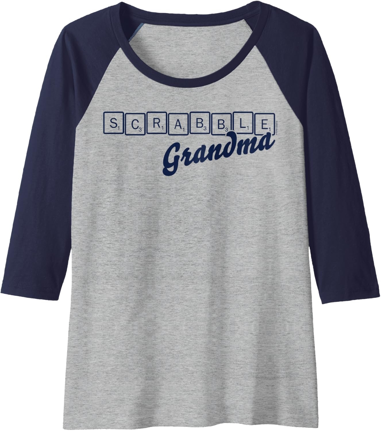 image:imageScrabble Grandma Tiles Raglan Baseball TeeNavy BlueAthletic Heather
