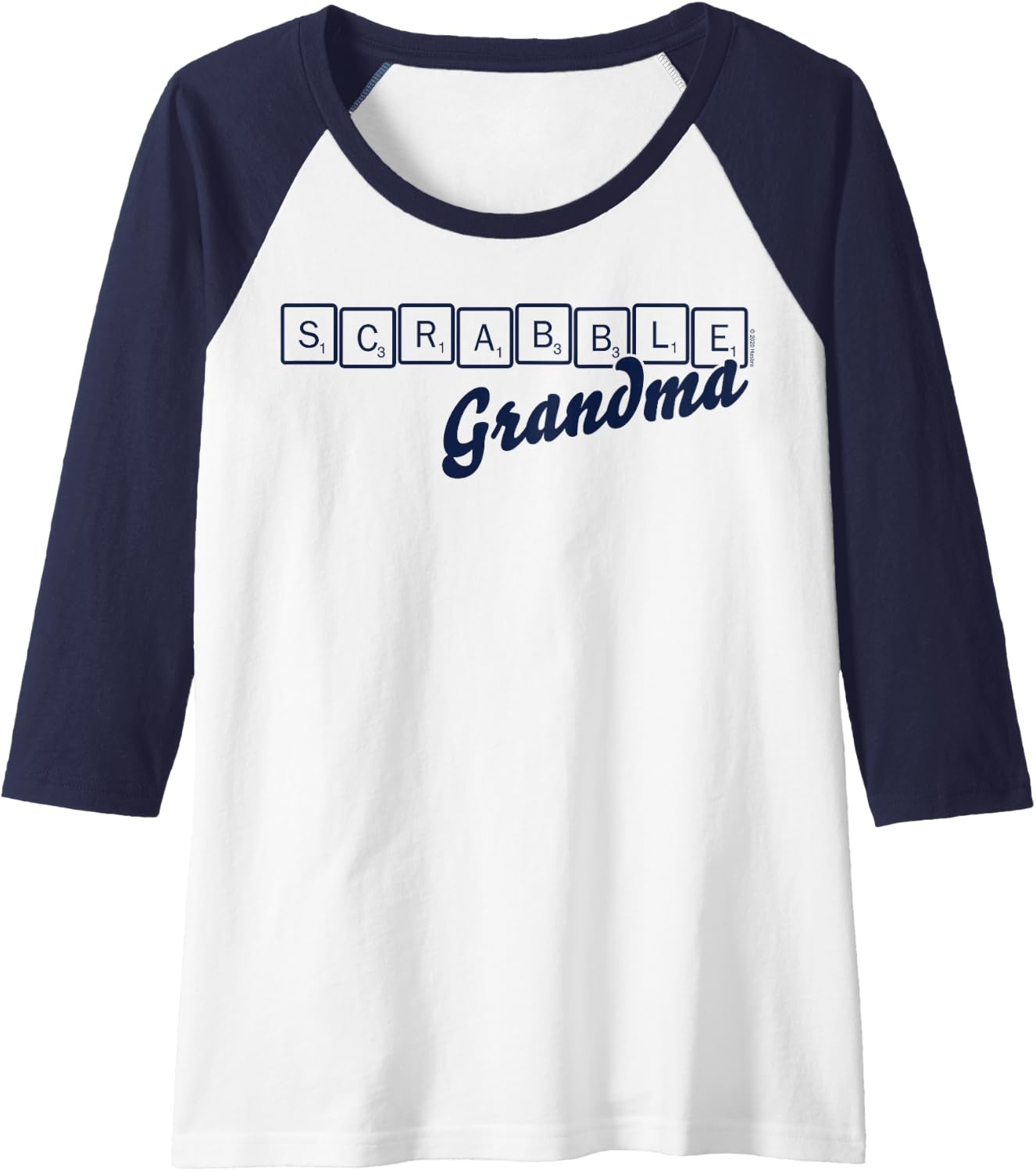 image:imageScrabble Grandma Tiles Raglan Baseball TeeNavy BlueWhite