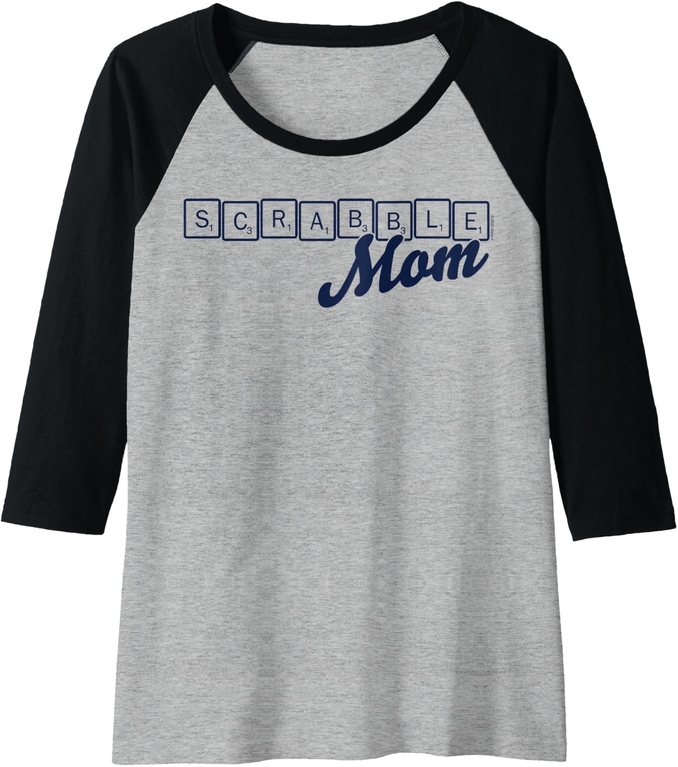image:imageScrabble Mothers Day Mom Tiles Logo Raglan Baseball TeeBlackAthletic Heather