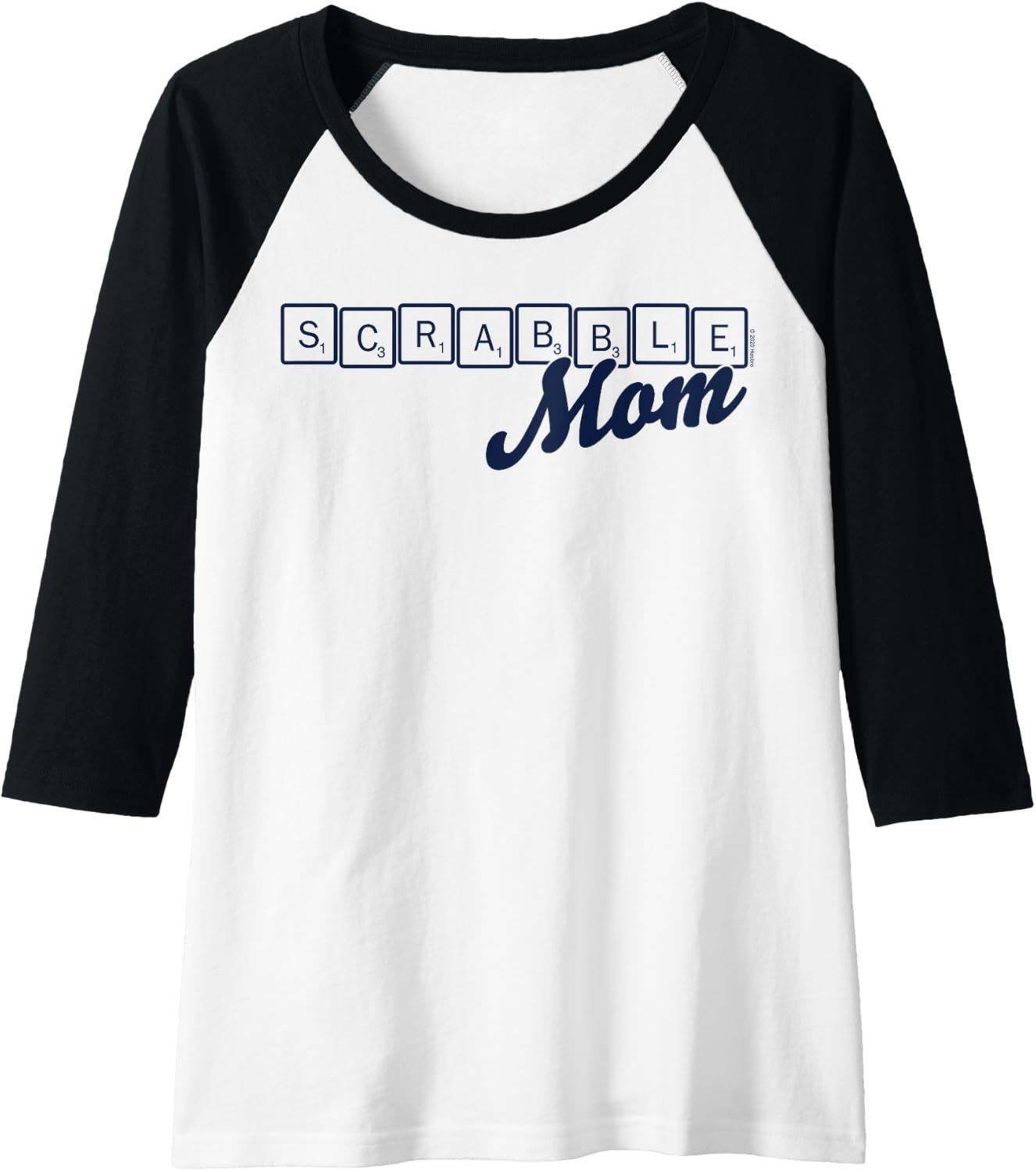 image:imageScrabble Mothers Day Mom Tiles Logo Raglan Baseball TeeBlackWhite