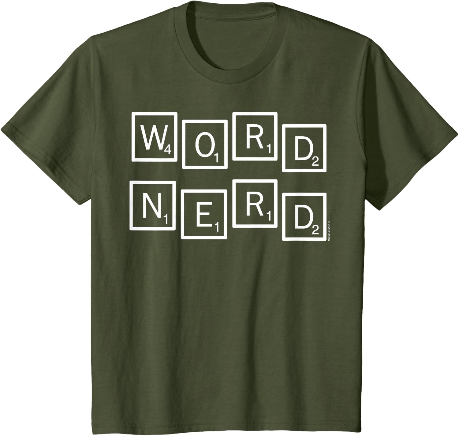 image:imageScrabble Word Nerd Tiles TShirtOlive Green