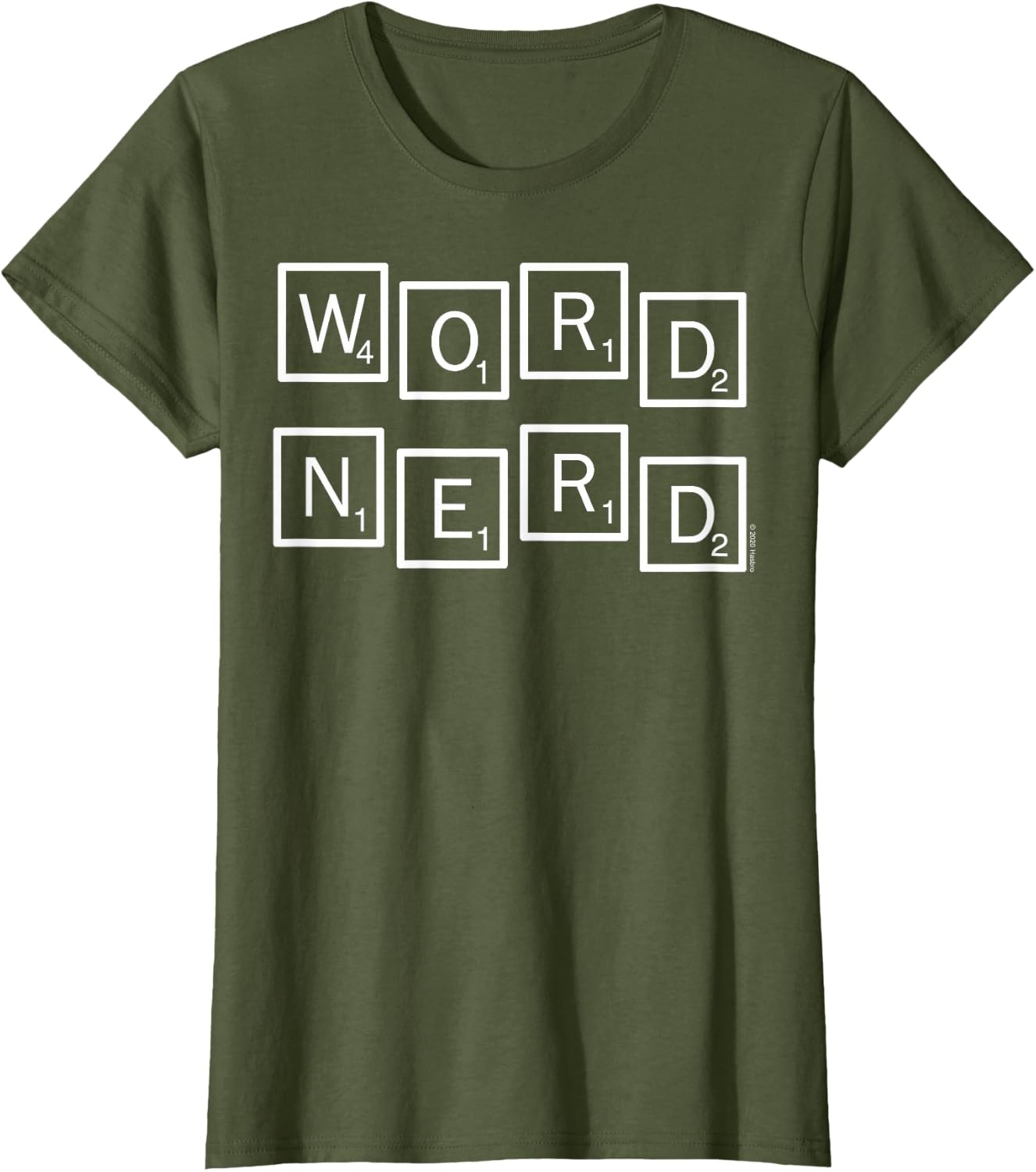 image:imageScrabble Word Nerd Tiles TShirtOlive Green