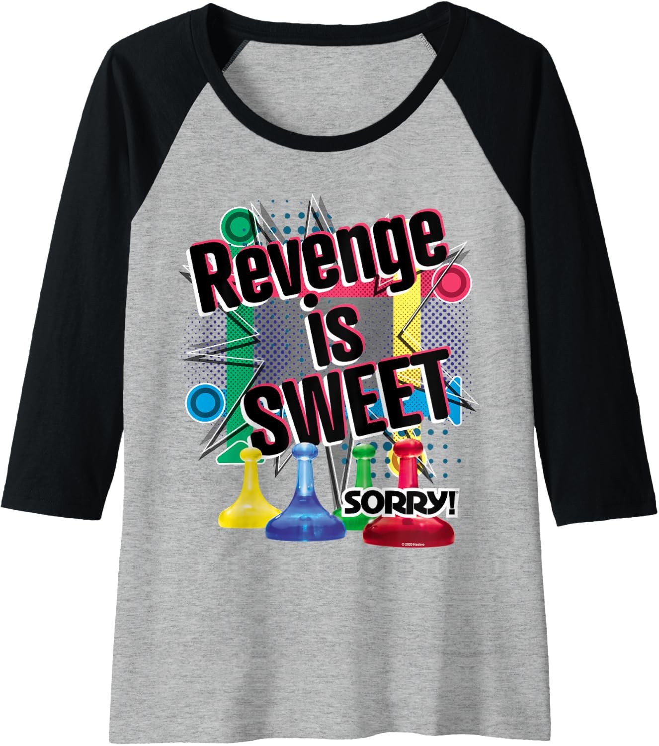 image:imageSorry Revenge Is Sweet Raglan Baseball TeeBlackAthletic Heather