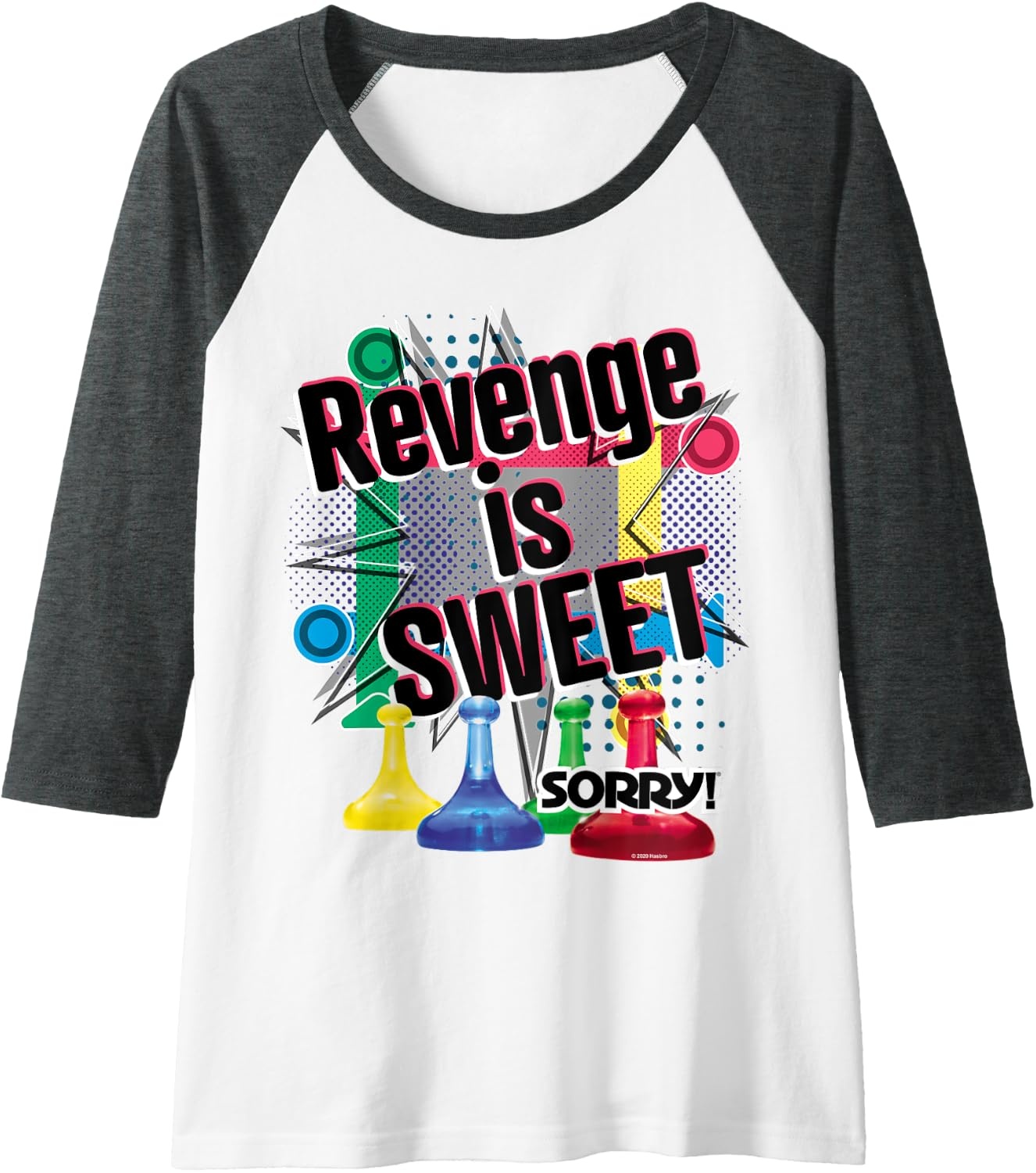 image:imageSorry Revenge Is Sweet Raglan Baseball TeeDark Heather GreyWhite
