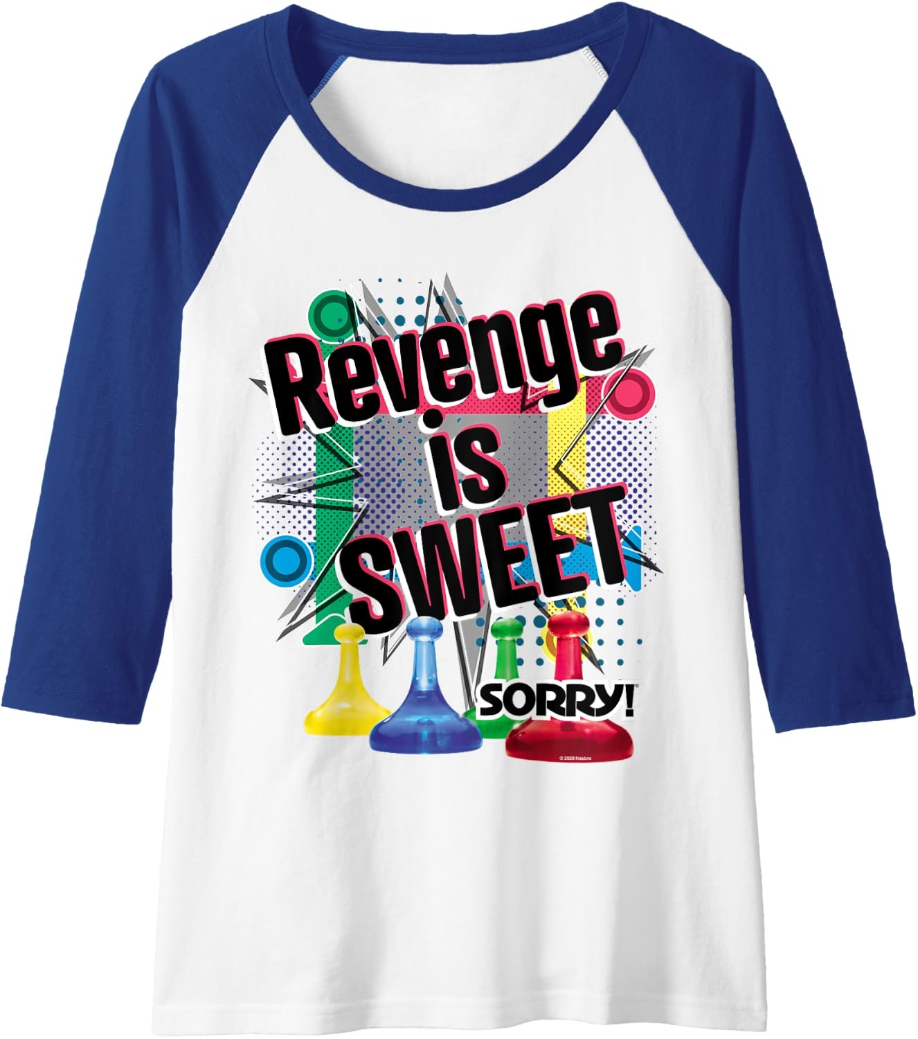 image:imageSorry Revenge Is Sweet Raglan Baseball TeeRoyal BlueWhite