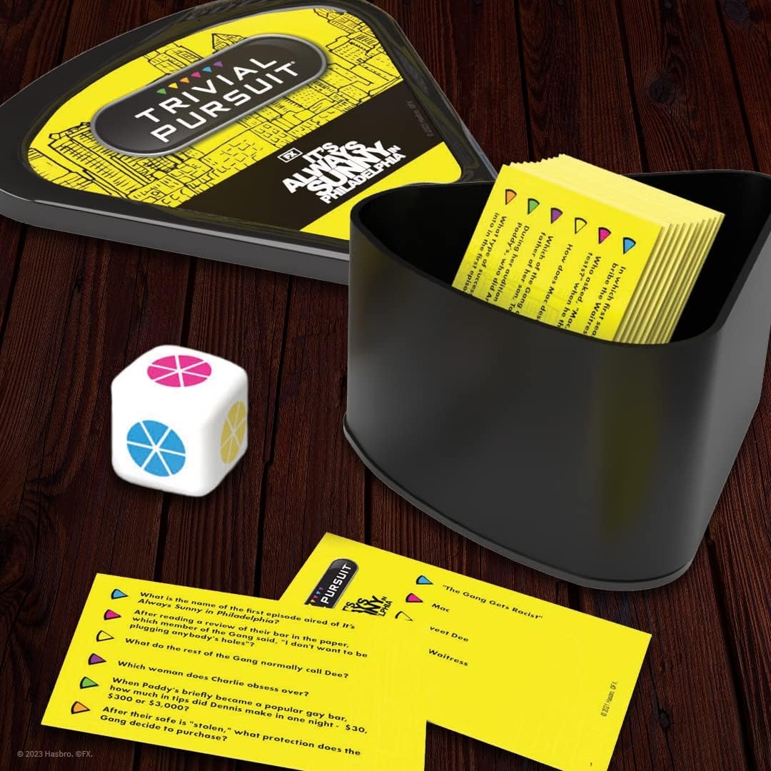 image:imageTrivial Pursuit Its Always Sunny in Philadelphia Quickplay Edition Officially Licensed Trivia Game Questions from Its Always Sunny in Philadelphia 600 Questions amp Die in Travel Container