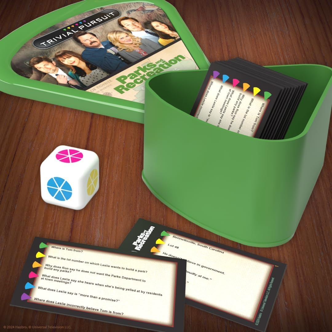 image:imageTrivial Pursuit Parks and Recreation Trivia Game from Parks and Recreation TV Series 600 Questions amp Die in Travel Container Officially Licensed Parks and Recreation Merchandise amp Collectible