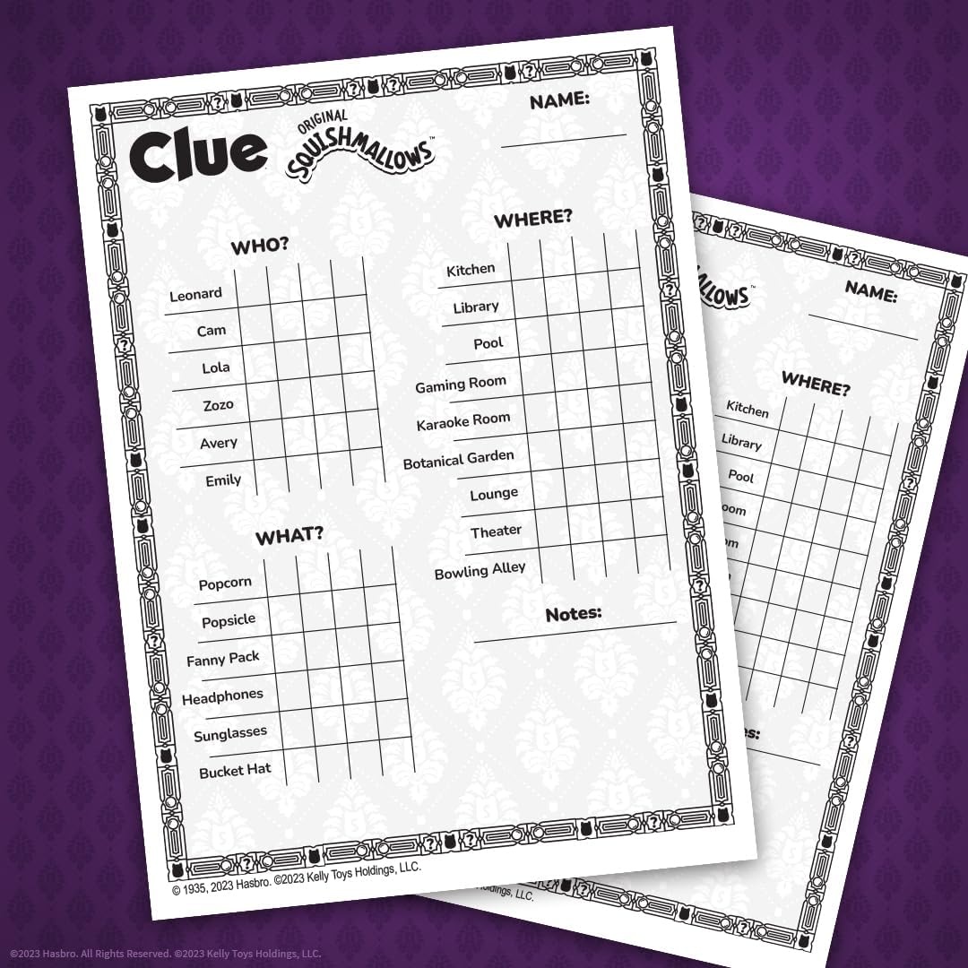 image:imageUSAOPOLY CLUE Squishmallows Board Game Official Squishmallows Merchandise Collectible Clue Game Featuring Cam Emily Leonard Lola and More