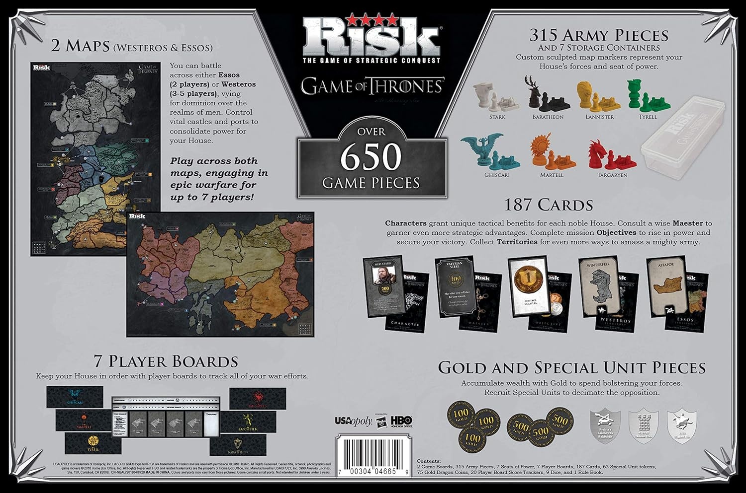 image:imageUSAOPOLY Risk Themed Game of Thrones Strategy Board Game for Game of Thrones Fans Official Merchandise Based on The TV Show on HBO Orignal Color