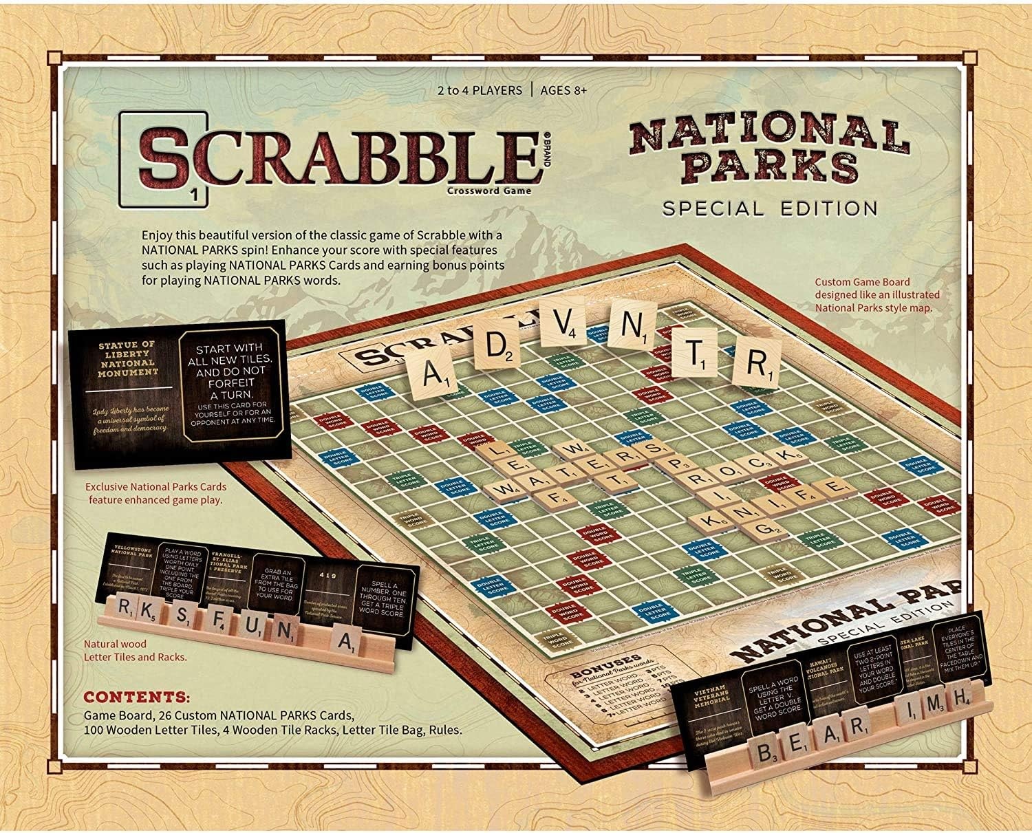 image:imageUSAopoly Scrabble National Parks Ages 8 24 Players 1 Set Brown lawngameequipment