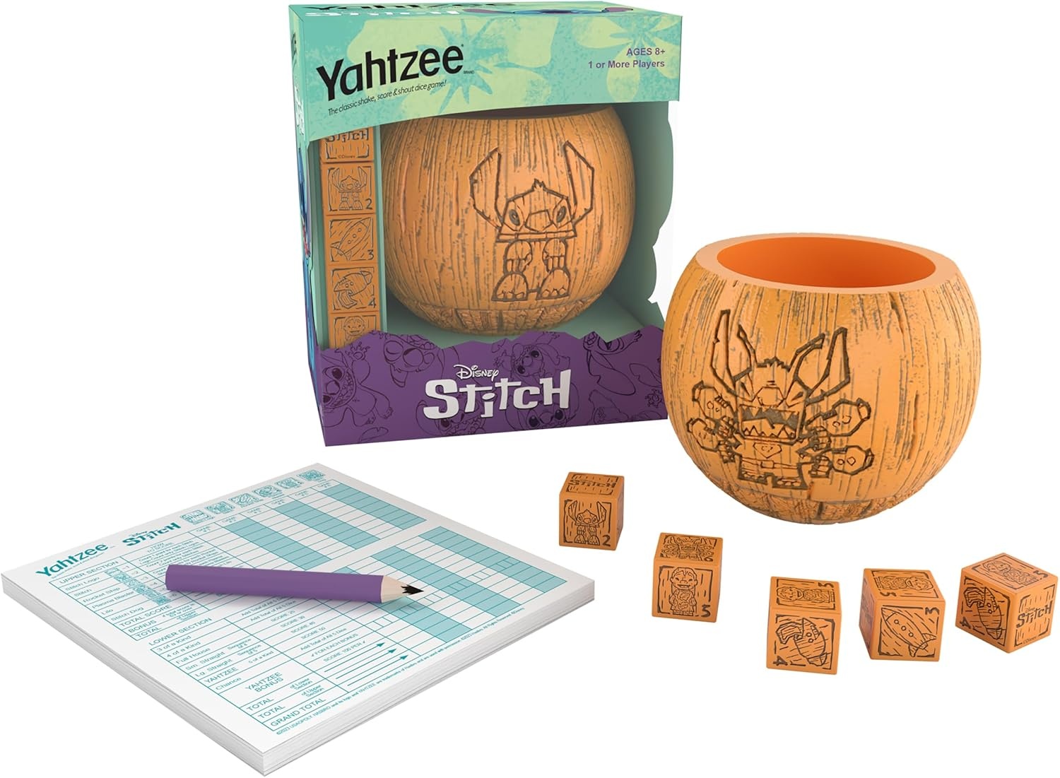 image:imageYAHTZEE Disney Stitch Collectible Tiki Style Dice Cup Classic Dice Game Based on Disneys Lilo amp Stitch Great for Family Night Officially Licensed Disney Game amp Merchandise