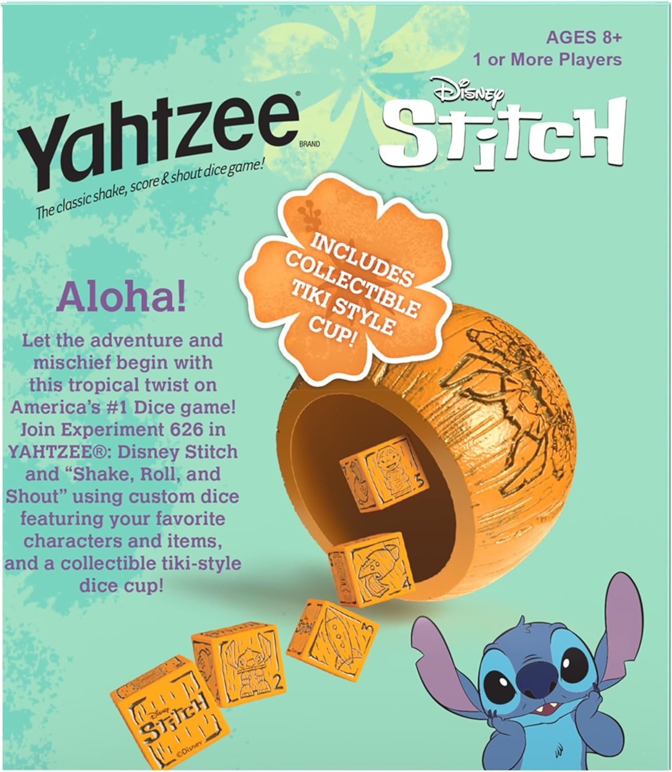 image:imageYAHTZEE Disney Stitch Collectible Tiki Style Dice Cup Classic Dice Game Based on Disneys Lilo amp Stitch Great for Family Night Officially Licensed Disney Game amp Merchandise