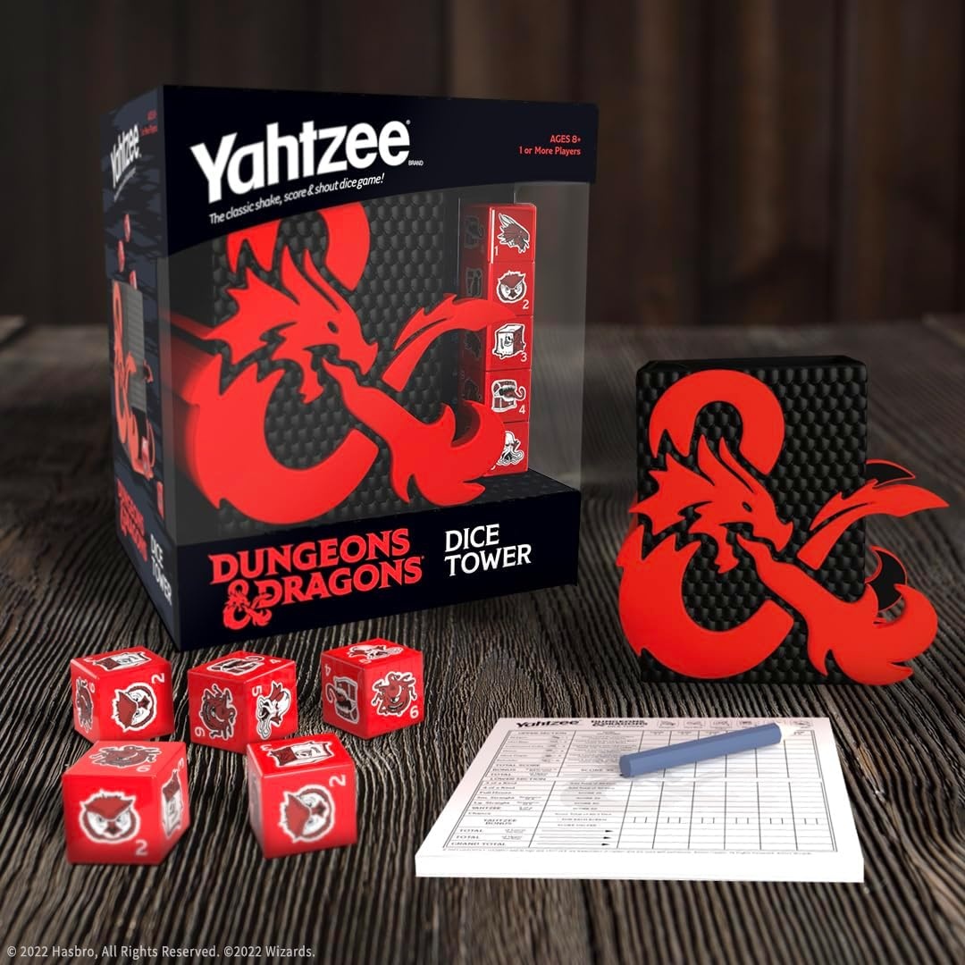 image:imageYAHTZEE Dungeons amp Dragons Collectible Dice Tower Dice Featuring Dragon Owl Bear Gelatinous Cube Mimic Mind Flayer and Beholder OfficiallyLicensed Dungeons amp Dragons Game amp Merchandise