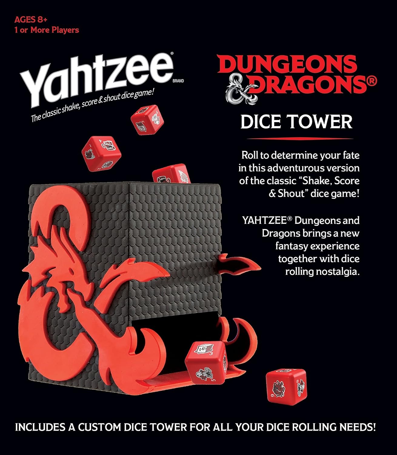 image:imageYAHTZEE Dungeons amp Dragons Collectible Dice Tower Dice Featuring Dragon Owl Bear Gelatinous Cube Mimic Mind Flayer and Beholder OfficiallyLicensed Dungeons amp Dragons Game amp Merchandise