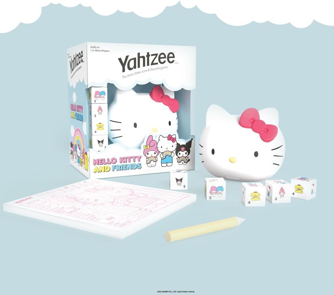 image:imageYAHTZEE Hello Kitty and Friends Collectible Head Dice Cup Classic Family Dice Game Officially Licensed Sanrio Game amp Merchandise