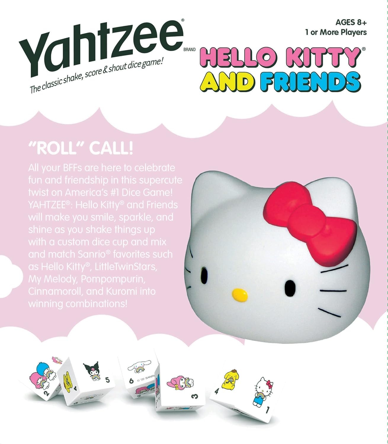 image:imageYAHTZEE Hello Kitty and Friends Collectible Head Dice Cup Classic Family Dice Game Officially Licensed Sanrio Game amp Merchandise