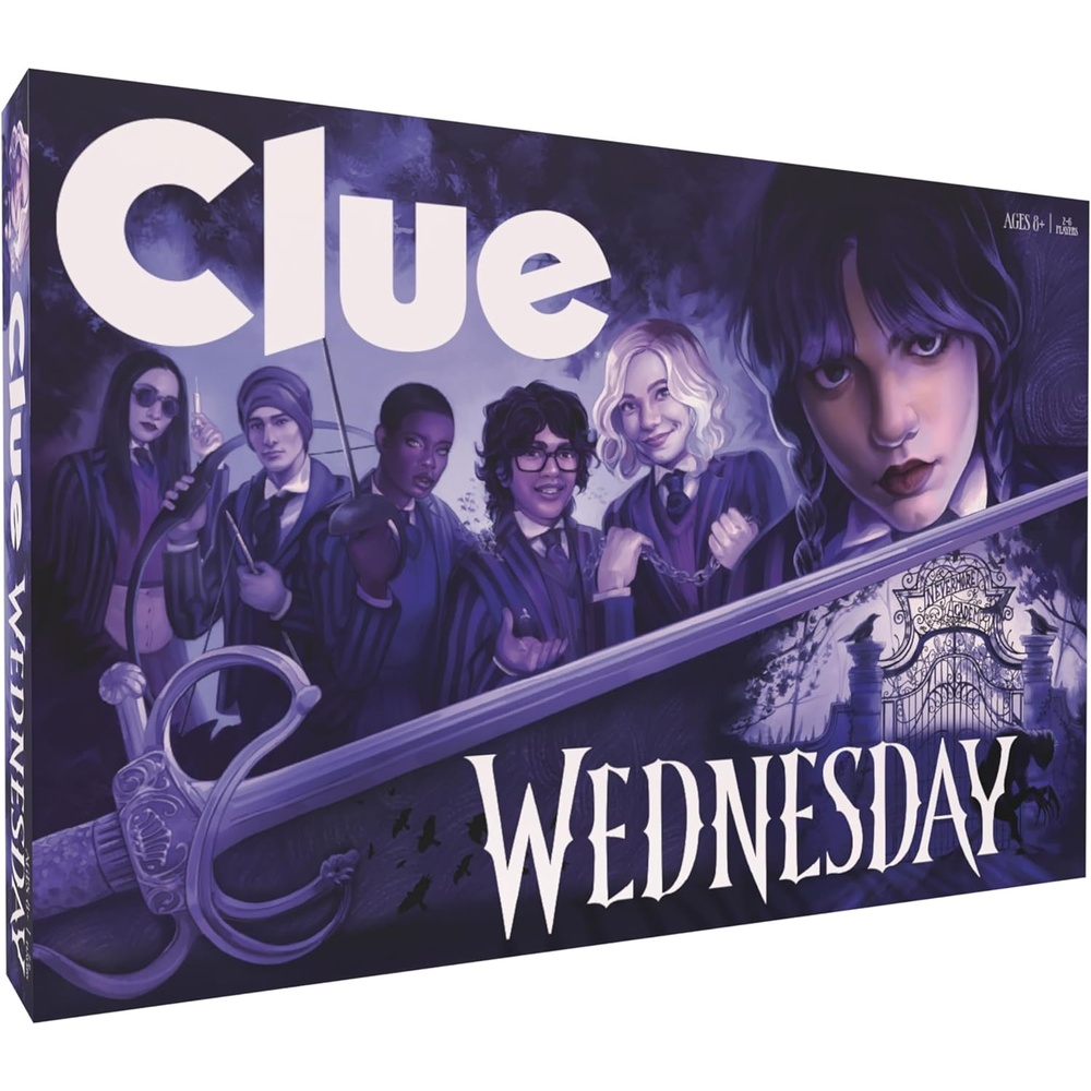 image:imageCLUE Wednesday Classic Board Game Inspired by the Netflix Original Series Solve the Mystery at Nevermore Academy with Friends and Family Officially Licensed Merchandise 26 Players Ages 8