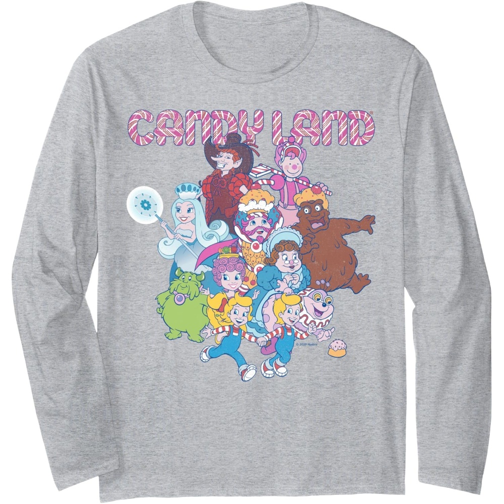 image:imageCandy Land Retro Game Characters Group Shot Logo Long Sleeve TShirtHeather Grey
