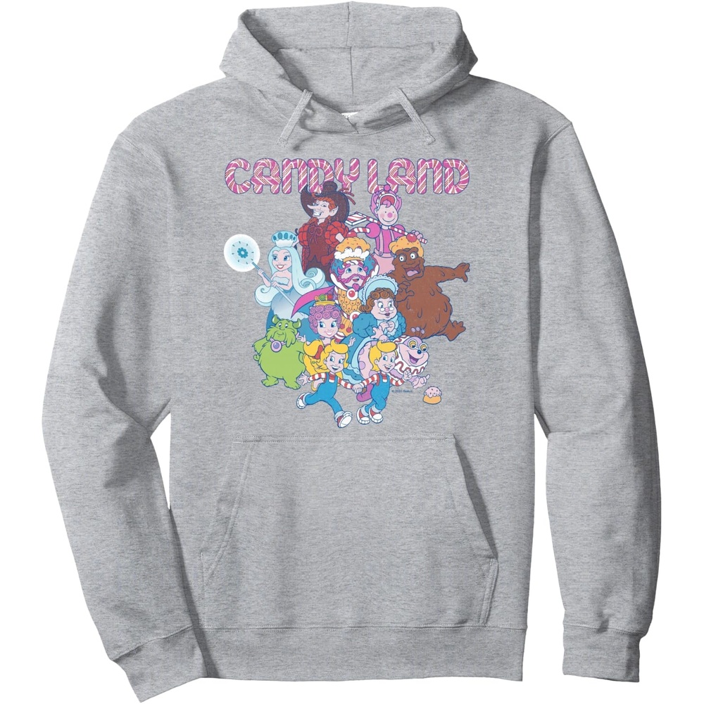 image:imageCandy Land Retro Game Characters Group Shot Logo Pullover HoodieHeather Grey