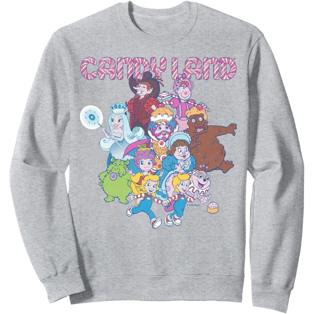 image:imageCandy Land Retro Game Characters Group Shot Logo SweatshirtHeather Grey