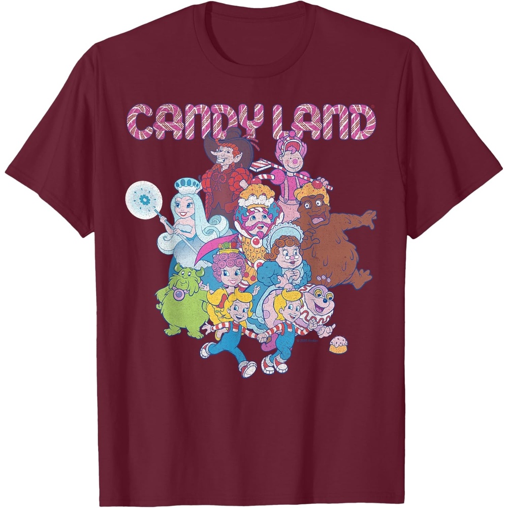image:imageCandy Land Retro Game Characters Group Shot Logo TShirtBurgundy