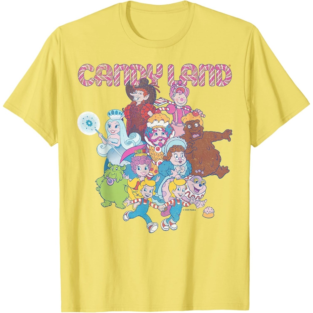image:imageCandy Land Retro Game Characters Group Shot Logo TShirtLemon Yellow