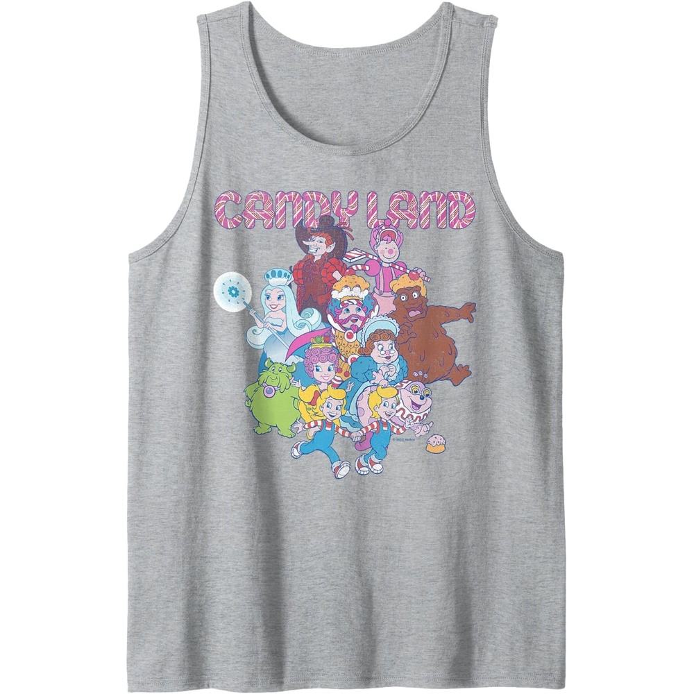 image:imageCandy Land Retro Game Characters Group Shot Logo Tank TopHeather Grey