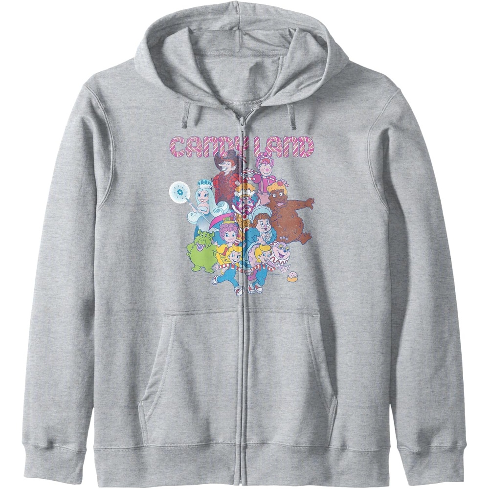 image:imageCandy Land Retro Game Characters Group Shot Logo Zip HoodieHeather Grey