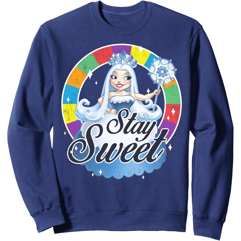 image:imageCandy Land Stay Sweet Princess Frostine Game Wheel Logo SweatshirtNavy Blue