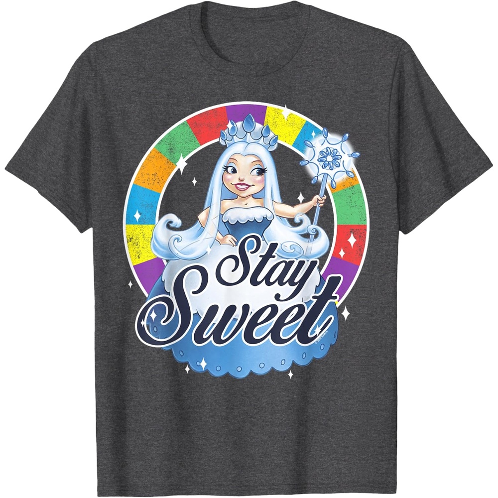 image:imageCandy Land Stay Sweet Princess Frostine Game Wheel Logo TShirtDark Heather Grey