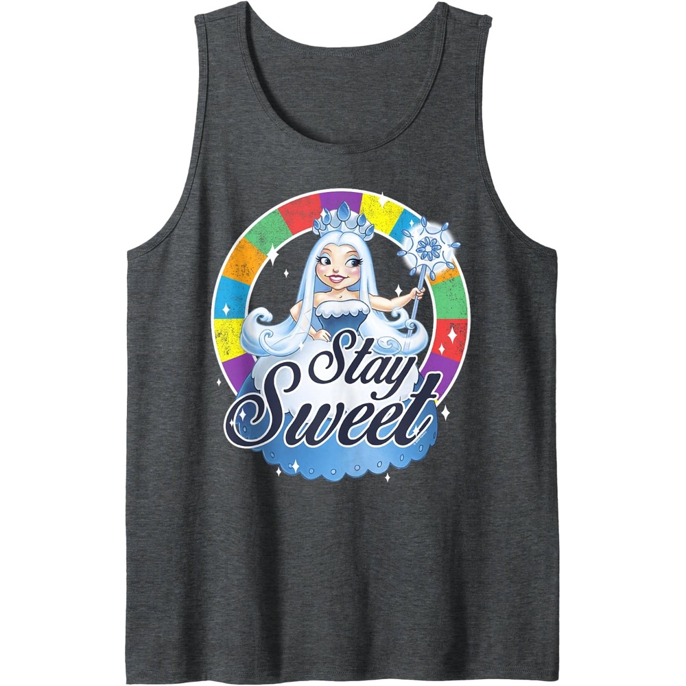 image:imageCandy Land Stay Sweet Princess Frostine Game Wheel Logo Tank TopDark Heather Grey